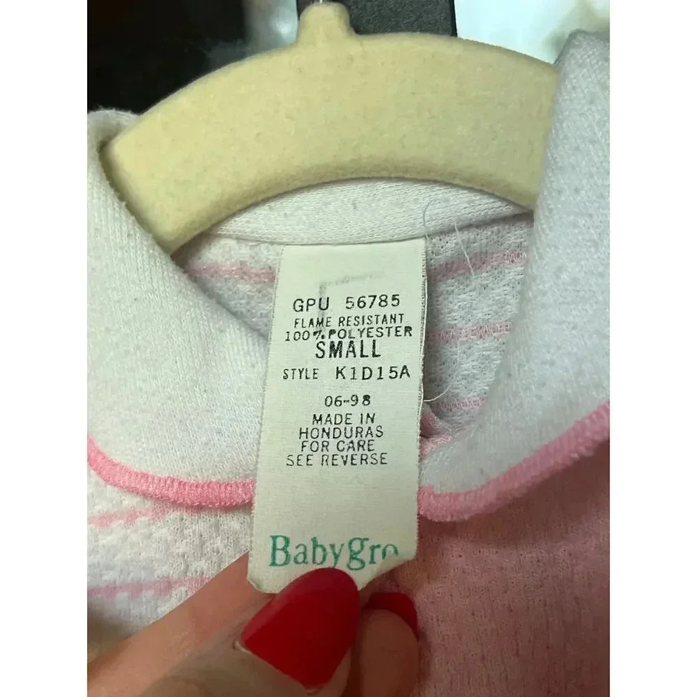 Vintage baby girl footie pajamas sleeper embroidered collar teddy bear onesie